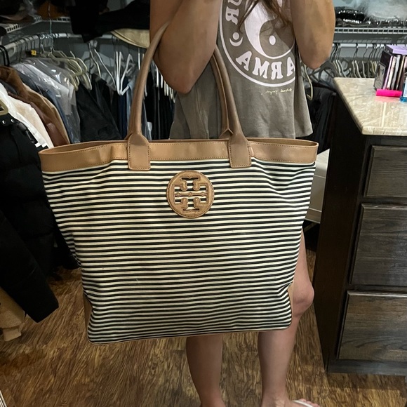 Tory Burch stripe canvas tote - Picture 2 of 3